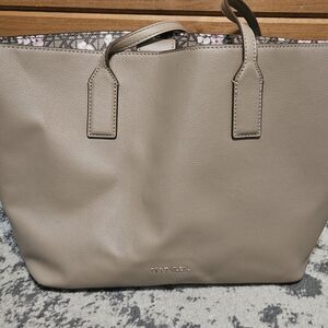 Anne Klein Beige With PinkbFloral Interior Shoulder Bag